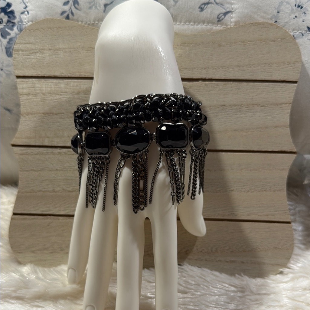 Abs Allen Schwartz Black Chain Bracelet With Charms